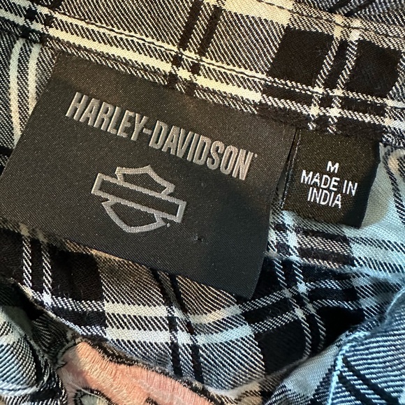 Harley Davidson Breast Cancer Awareness Pink Label Plaid Woven Shirt - Picture 2 of 7